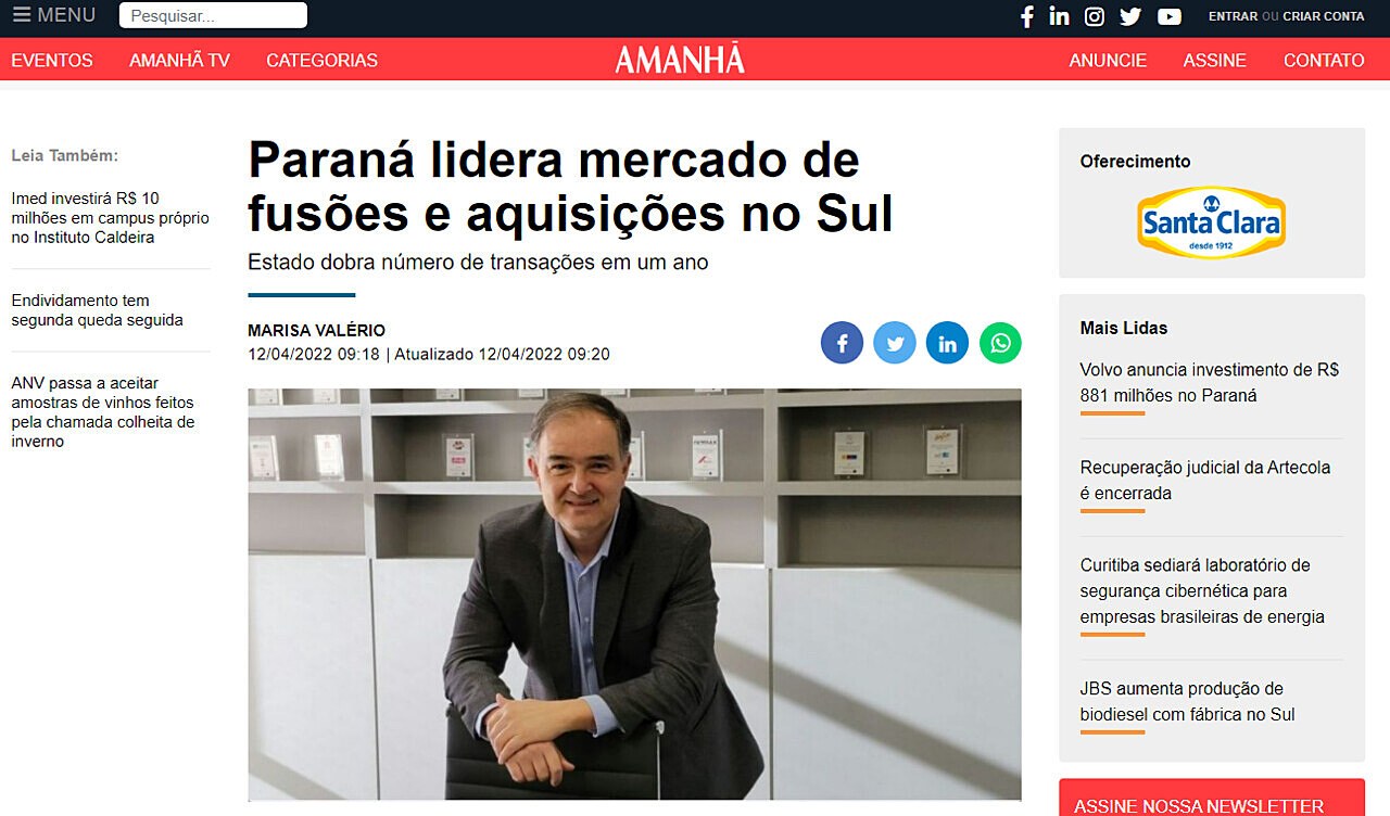 Paran lidera mercado de fuses e aquisies no Sul